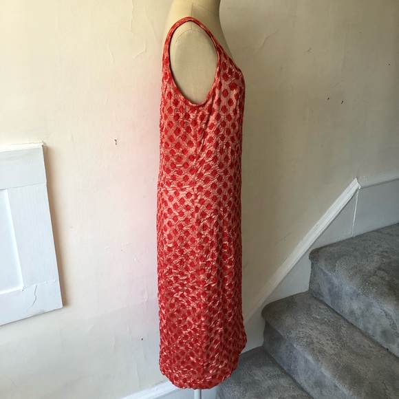 Piazza Sempione Red Crinkle Silk Burnout Dress - Picture 4 of 10